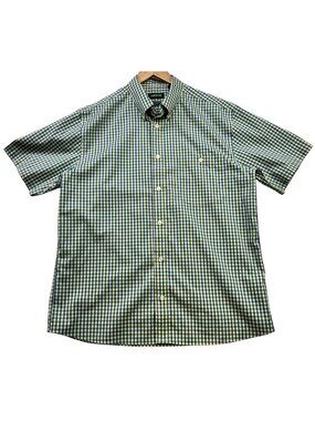 Orvis Mens Active Fit Button Down Shirt Short Sleeve Size L Blue Yellow Check